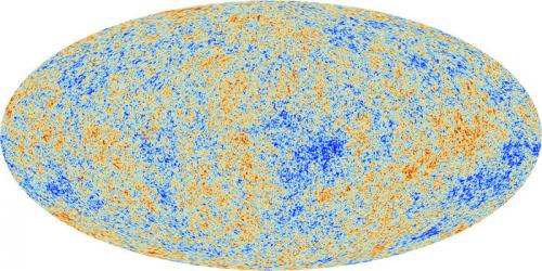 Map of fluctuations in the cosmic microwave background taken by Planck