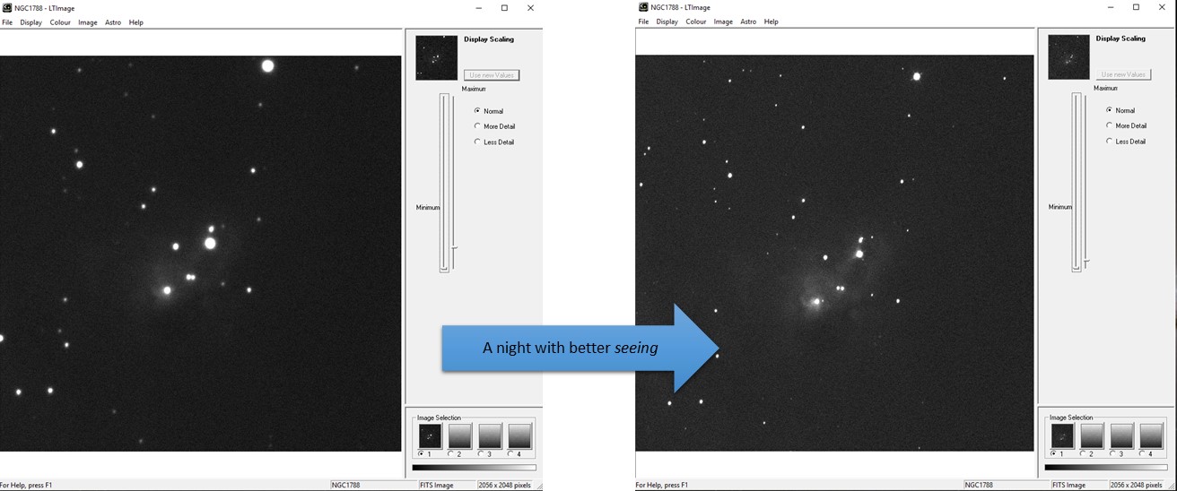 bad (left) and good (right) seeing example