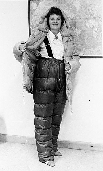 Ursula Marvin displaying her Antarctic gear
