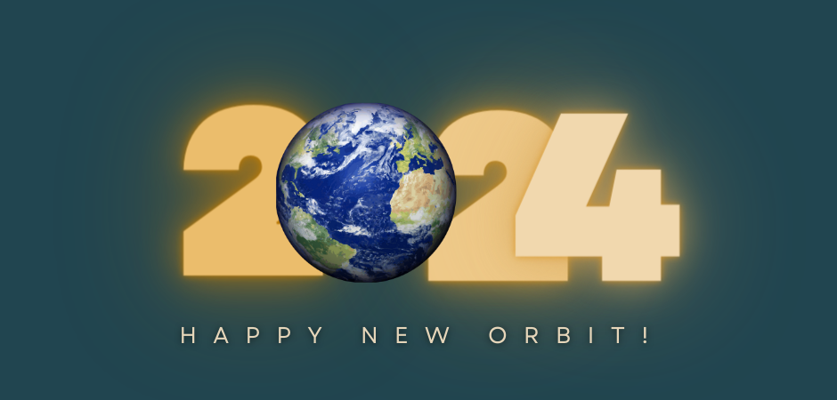 Decorative image displaying 2024 with the Earth in place of the number 0.
