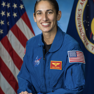 Jasmin Moghbeli in her space suit 
