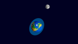Still image from the tides simulator showing the Moon in orbit around the Earth