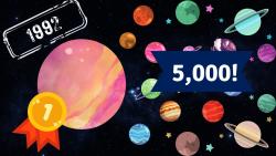 A graphic showing los of cartoon planets, the numbers 1992 and 5000