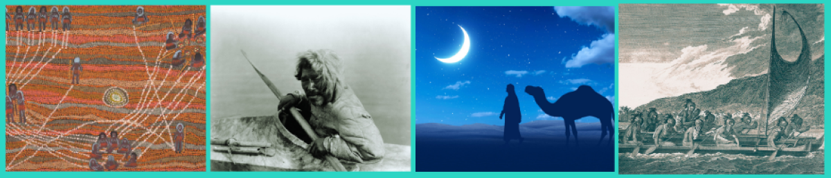 4 images showing ways people have used the sky to navigate their way