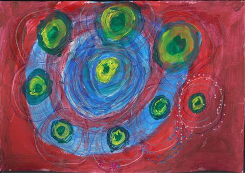 Circles-within-circles inspired by galaxies and supernove explosions by Diana