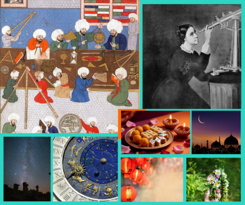 A collage of different photos representing different cultures in astronomy 