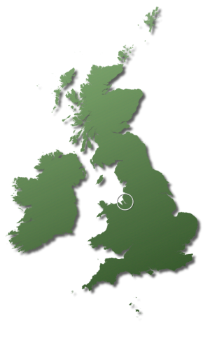 A map of the UK with a position near Liverpool marked