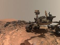 Image of the Curiosity rover on Martian surface, 2015.