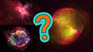 Images of nebulae in space with a question mark in the centre