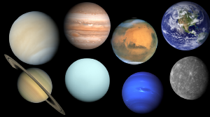 The Solar System planets.