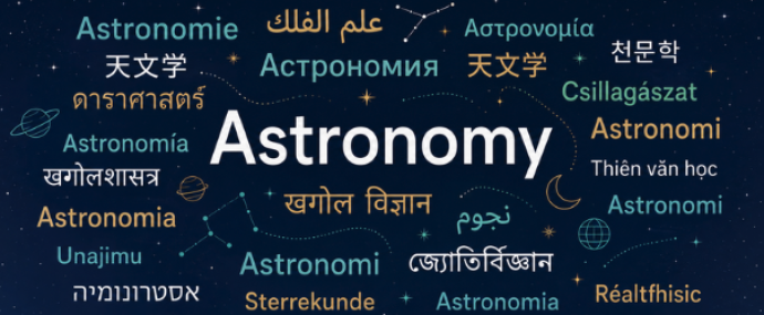 The Word astronomy in different languages 